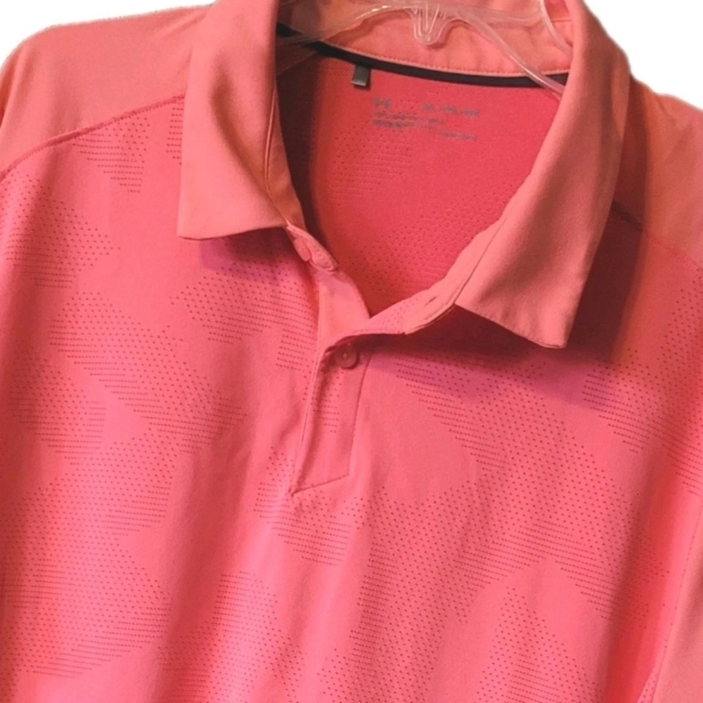 Under Armour Golf Polo Men's XXL Coral Short Sleeve Heat Gear Loose Activewear